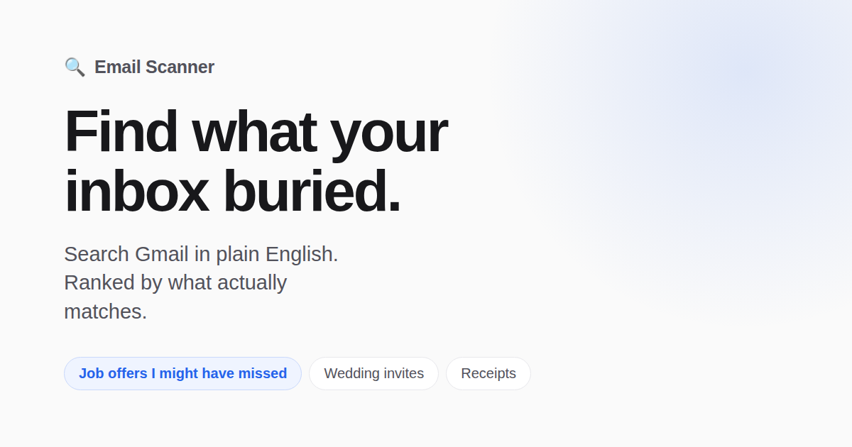 Scanmyemails - super simple email scanner for those forgotten important emails. logo